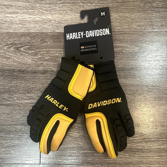 Harley Davidson Gloves Women's Medium Waterproof Dyna Knit Mixed Media Yellow - Picture 1 of 4